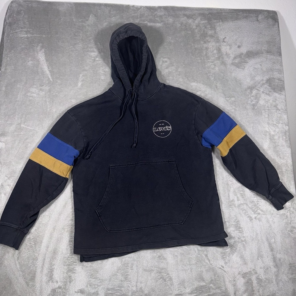 Levi Strauss & Co Navy Blue Hooded Sweatshirt Men's Navy Blue Pullover Medium - Picture 1 of 10